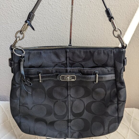Vintage Coach Chelsea Ashlyn black signature shoulder bag 17834 - Picture 1 of 9
